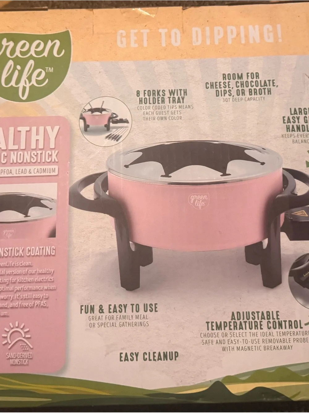 Pink Ceramic Fondue Pot - Electric Fondue Party Set